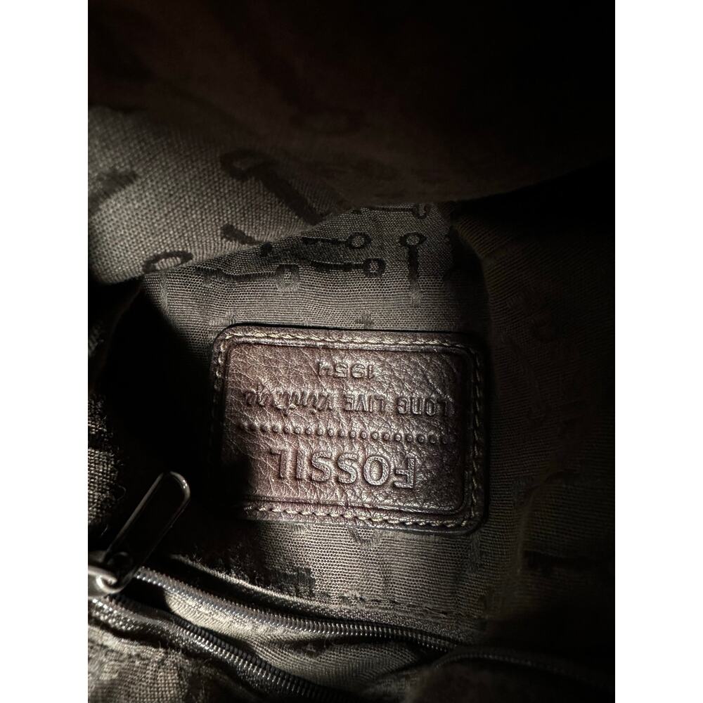 Vintage Y2K Fossil Genuine Leather Crossbody Bag – Distressed Brown Key Charm - Picture 10 of 13